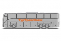 Компьютерная 3D-модель автобуса. Картинка с примерным логотипом